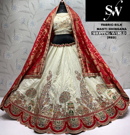 Lavishing Red Silk Lehenga