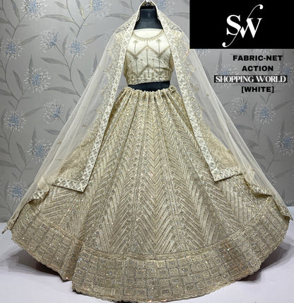 Awesome White Net Lehenga