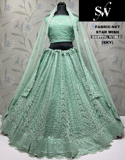 Embellished Dusty peach Net Lehenga