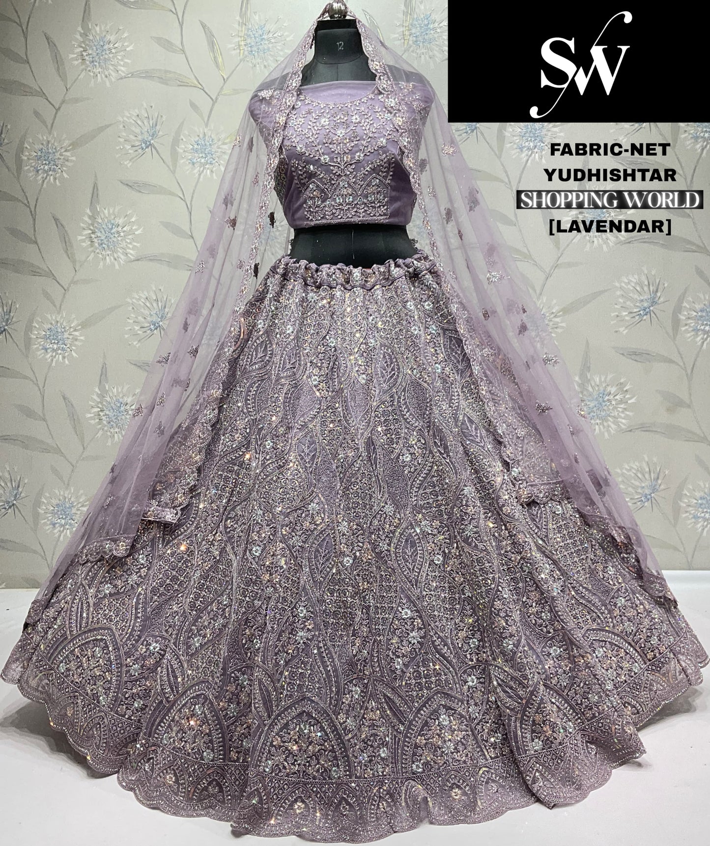 Pretty Lavender Net Lehenga