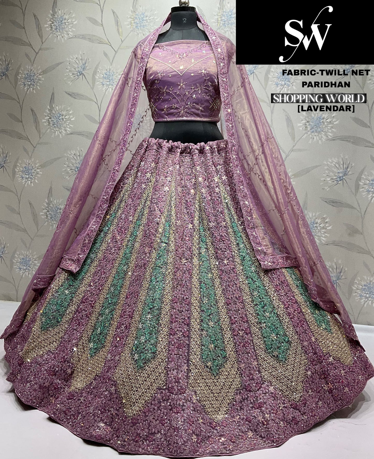 Elegant Lavender Twill Net Lehenga