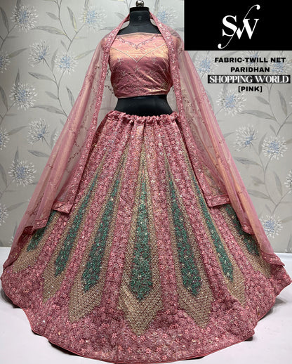 Elegant Lavender Twill Net Lehenga