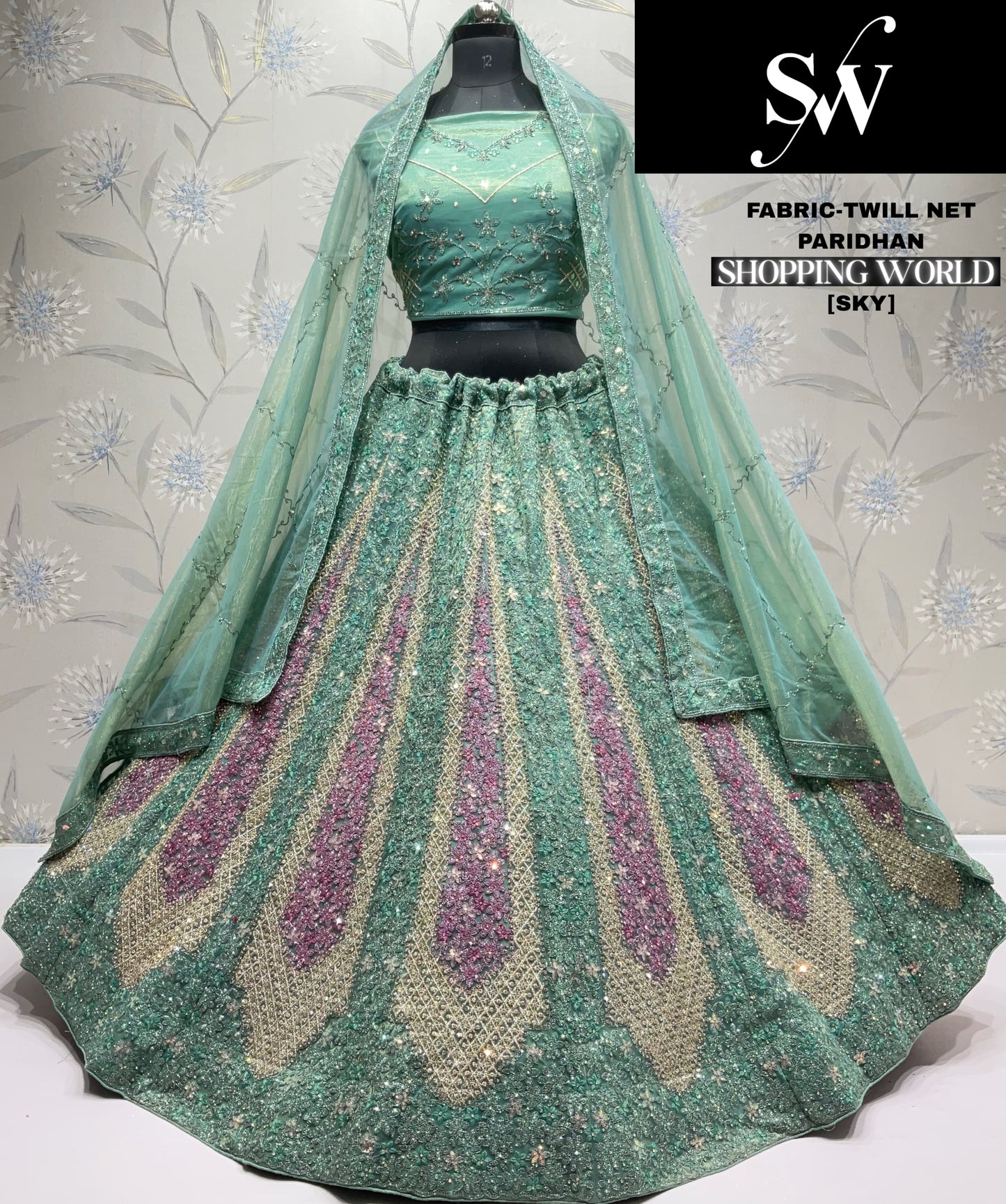Elegant Lavender Twill Net Lehenga