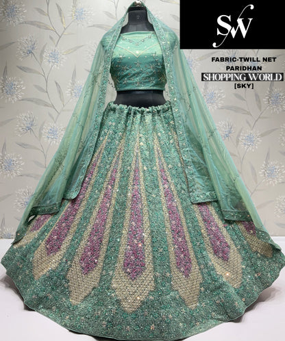 Elegant Lavender Twill Net Lehenga
