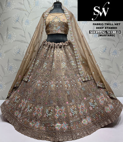 Beautiful grey Twill Net Lehenga