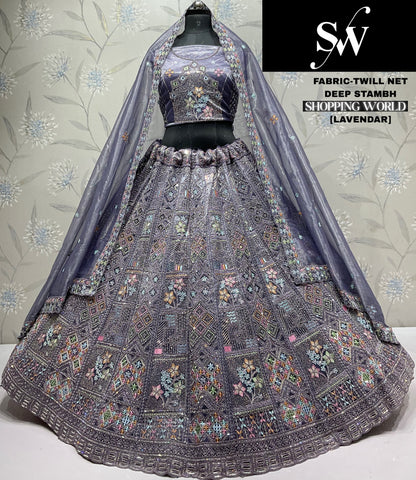 Beautiful grey Twill Net Lehenga