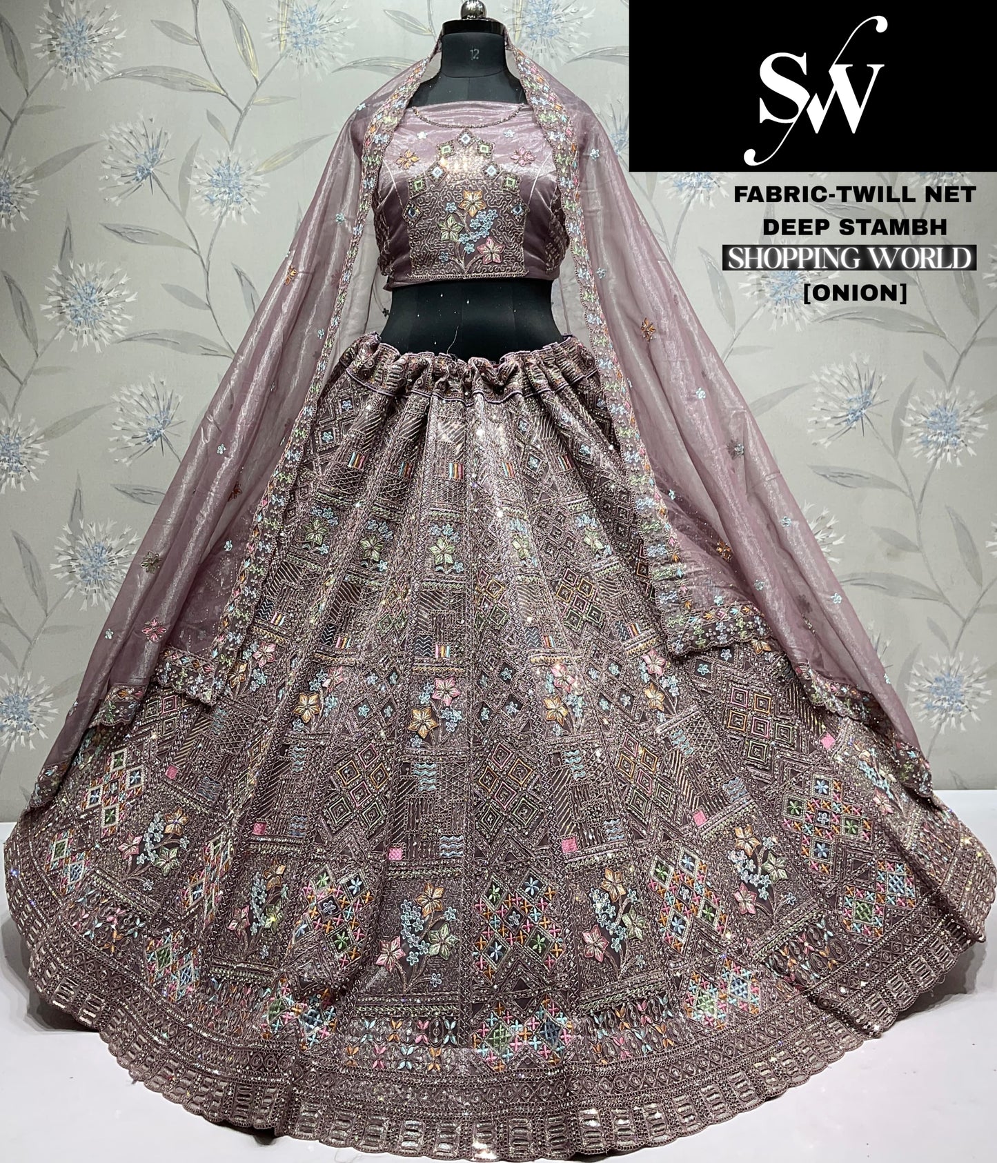Beautiful grey Twill Net Lehenga