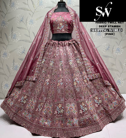 Beautiful grey Twill Net Lehenga