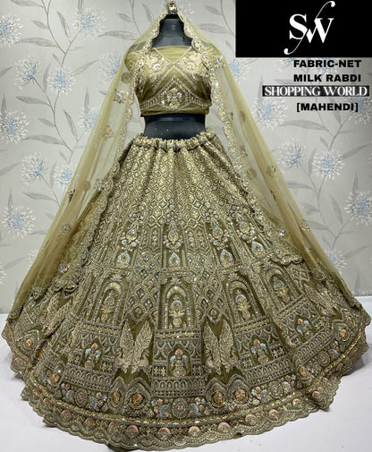 Embellished peach Net Lehenga