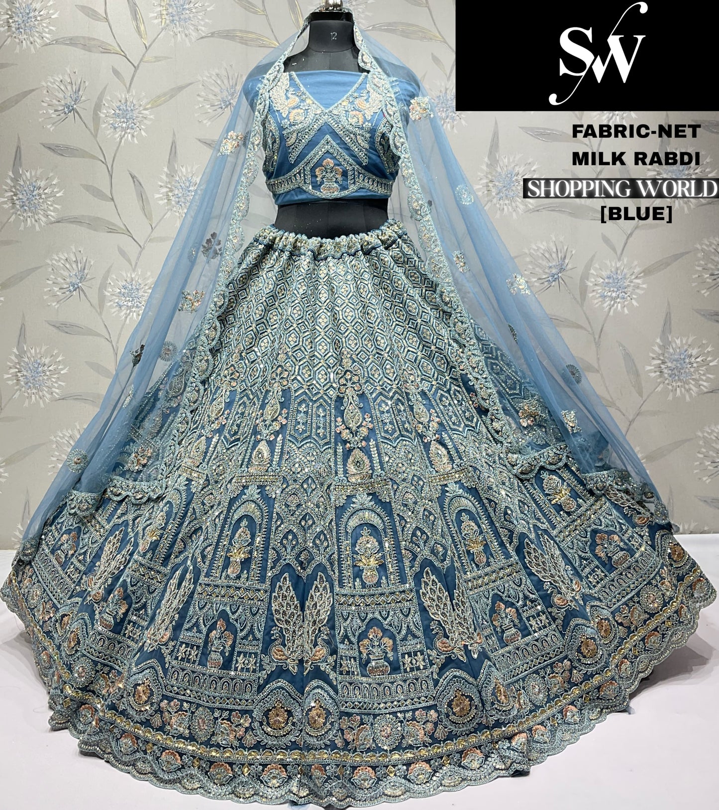 Embellished peach Net Lehenga