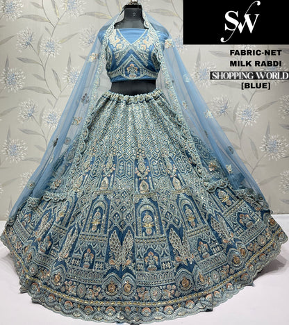 Embellished peach Net Lehenga