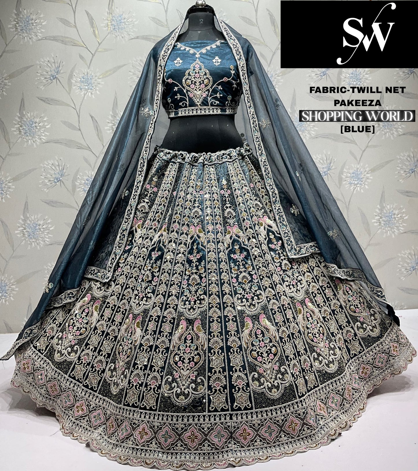 Pretty green Twill Net Lehenga