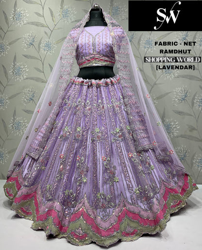 Majestic Lavender Net Lehenga