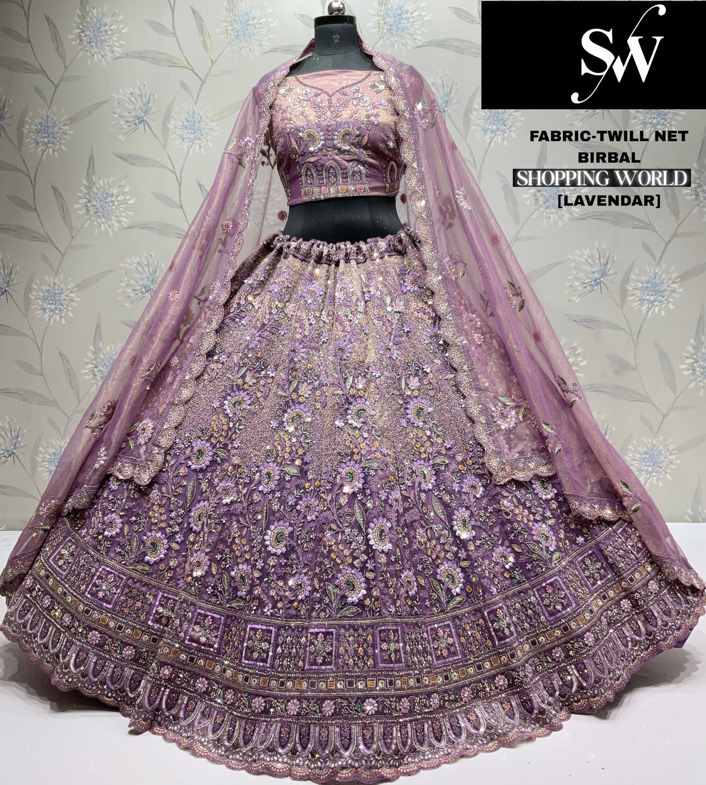 Pleasing Lavender Twill Net Lehenga
