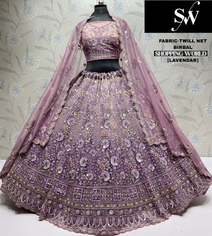 Pleasing Lavender Twill Net Lehenga