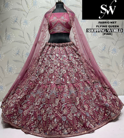 Charming purple Twill Net Lehenga