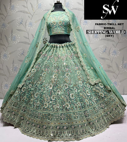 Pleasing Lavender Twill Net Lehenga