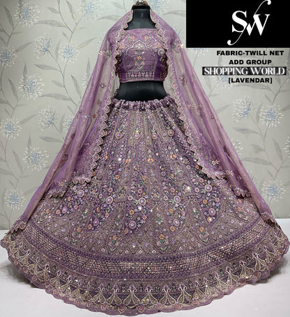 Beautiful Lavender Twill Net Lehenga