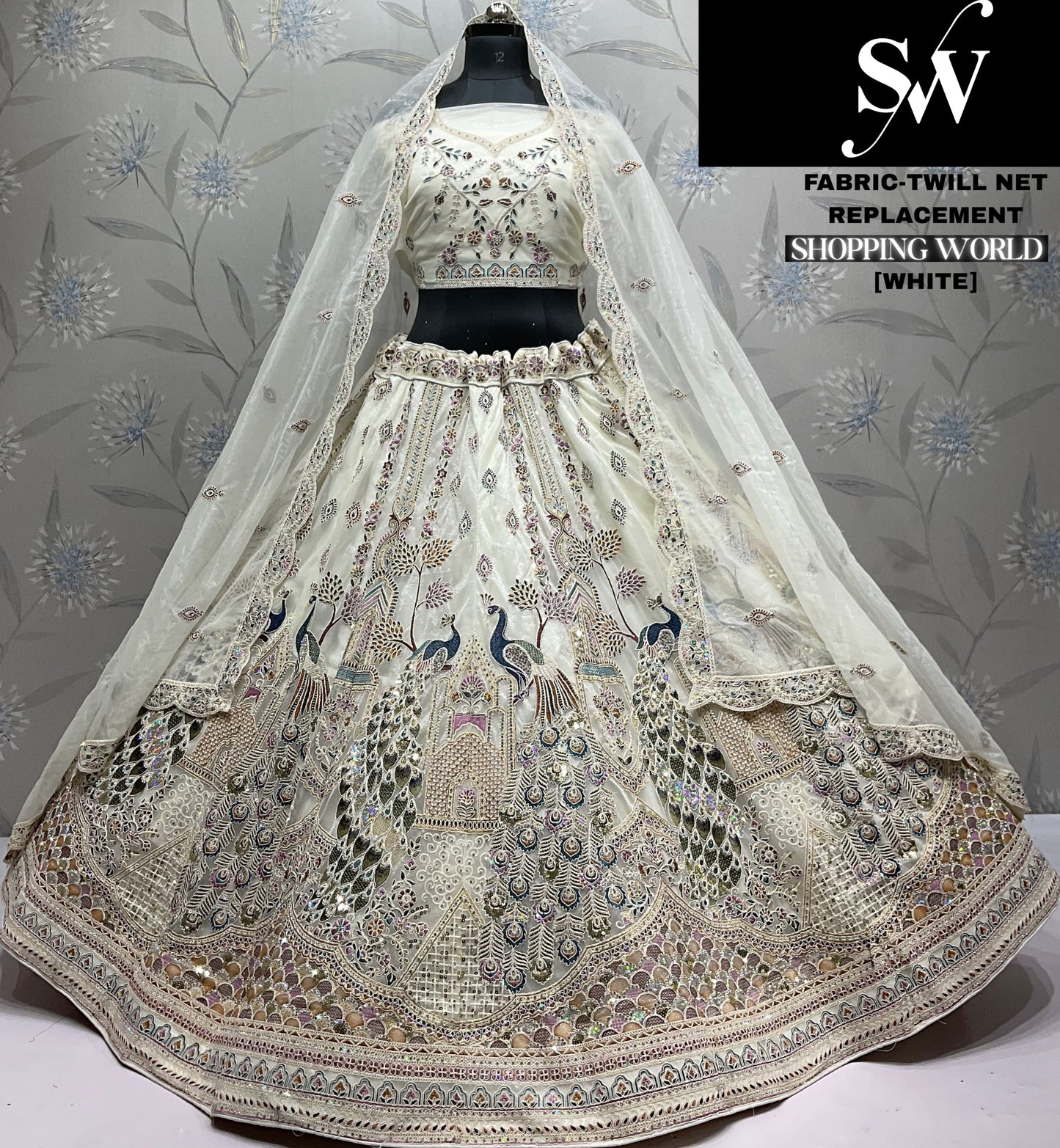 Pretty Lavender peacock Twill Net Lehenga