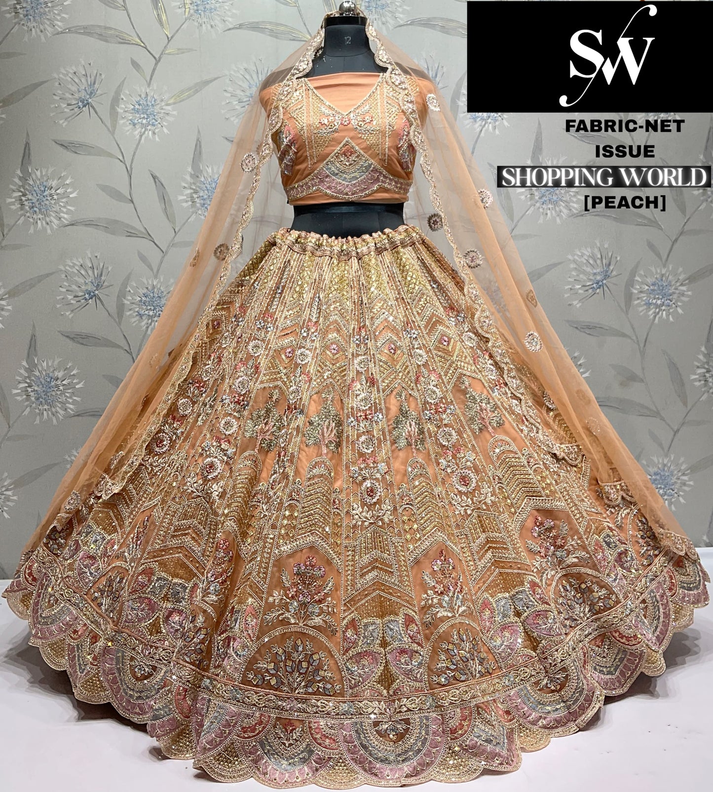 Engaging Blue Net Crop top Lehenga