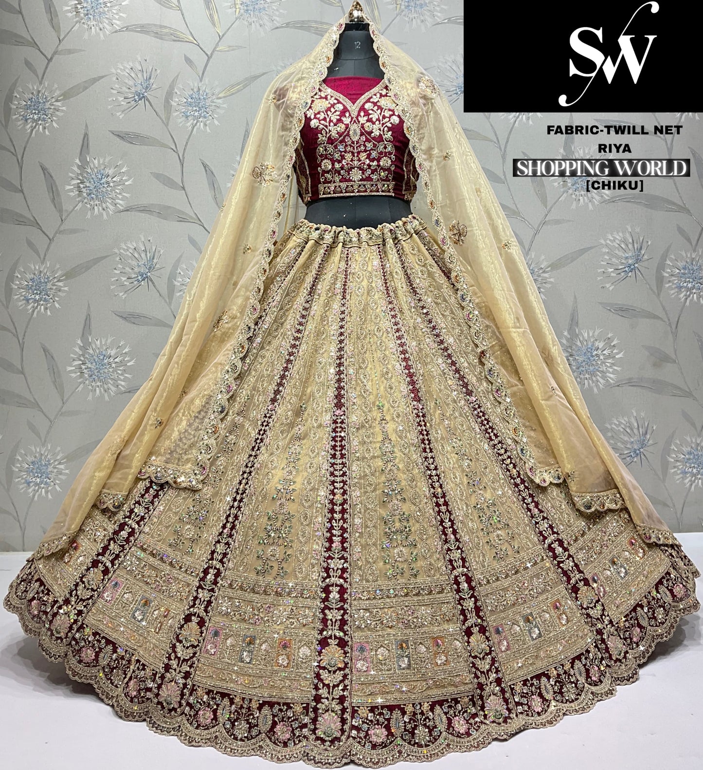 Something different white Twill net Crop top Lehenga