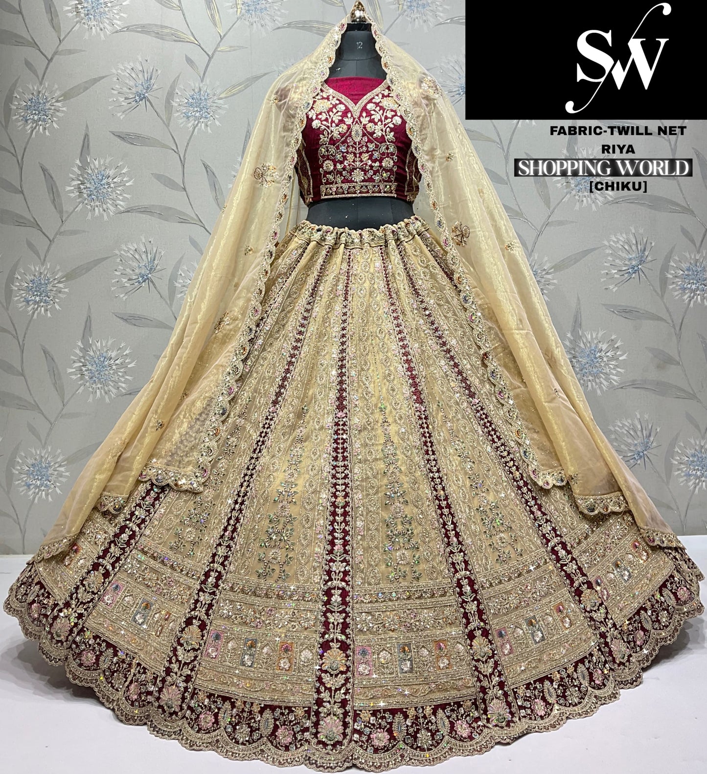 Something different white Twill net Crop top Lehenga