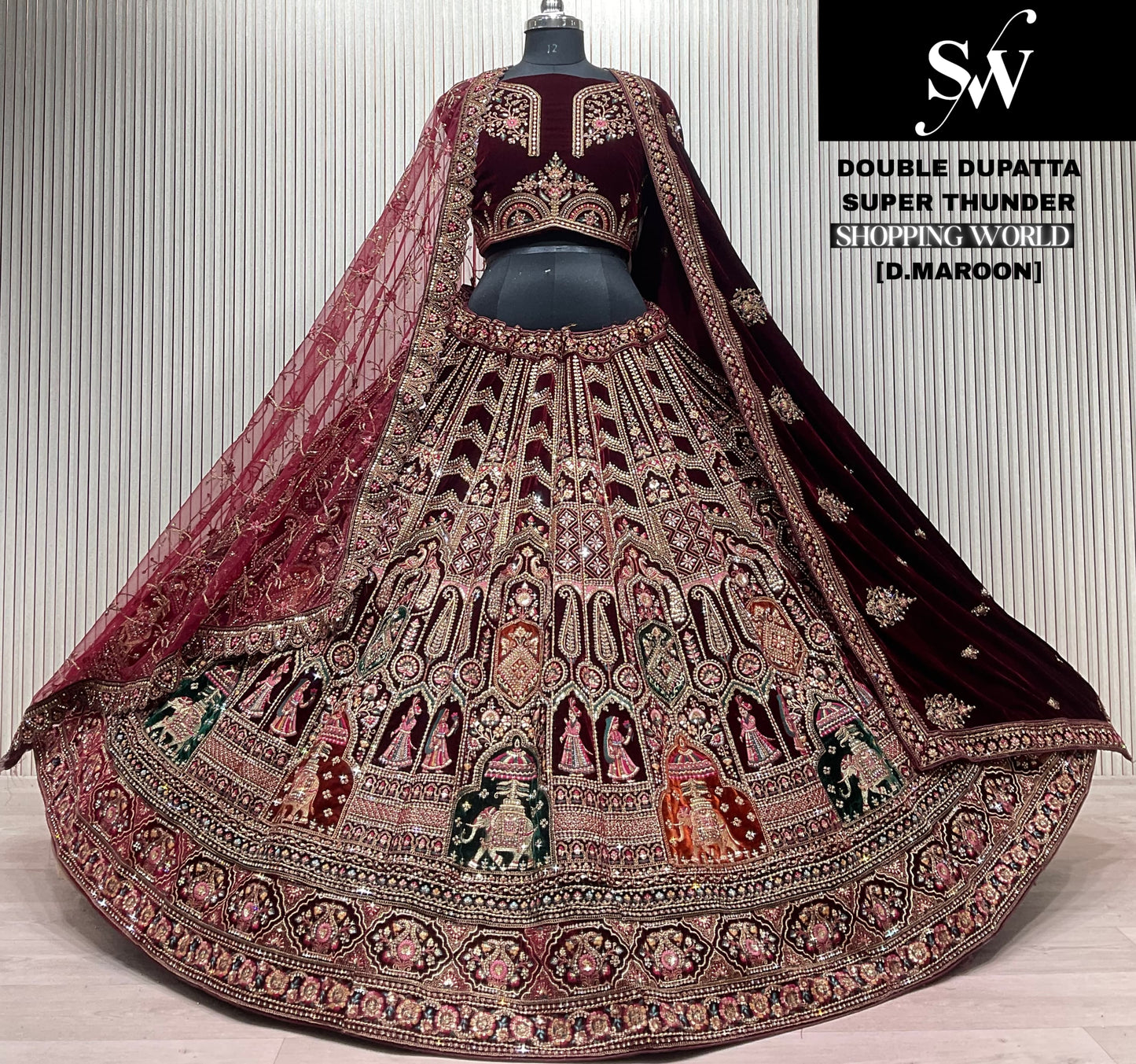 Attractive Rani pink Double duptta Bridal Lehenga