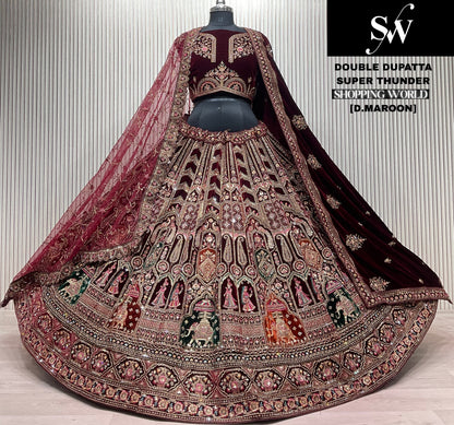 Attractive Rani pink Double duptta Bridal Lehenga
