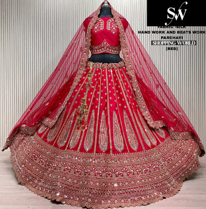 Embellished Rani pink Silk Bridal Lehenga