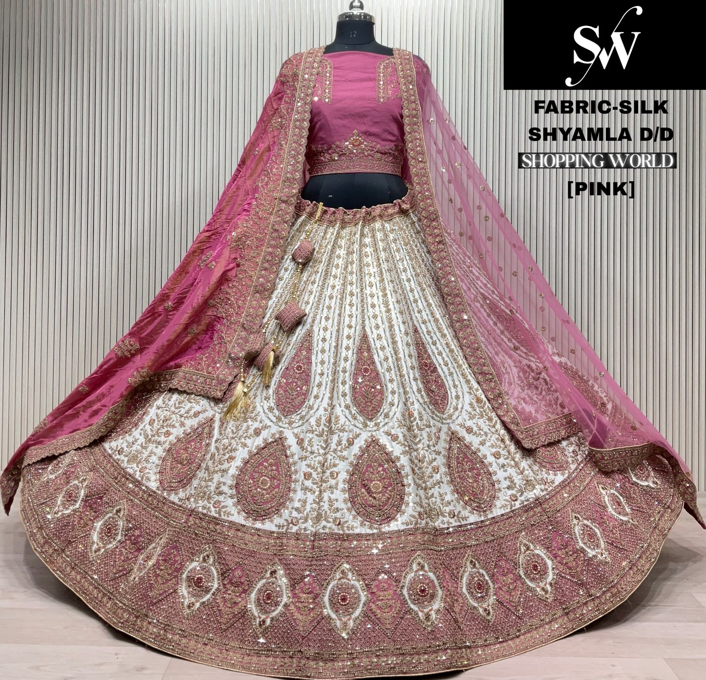 Stunning Red Double Duptta Silk Bridal Lehenga