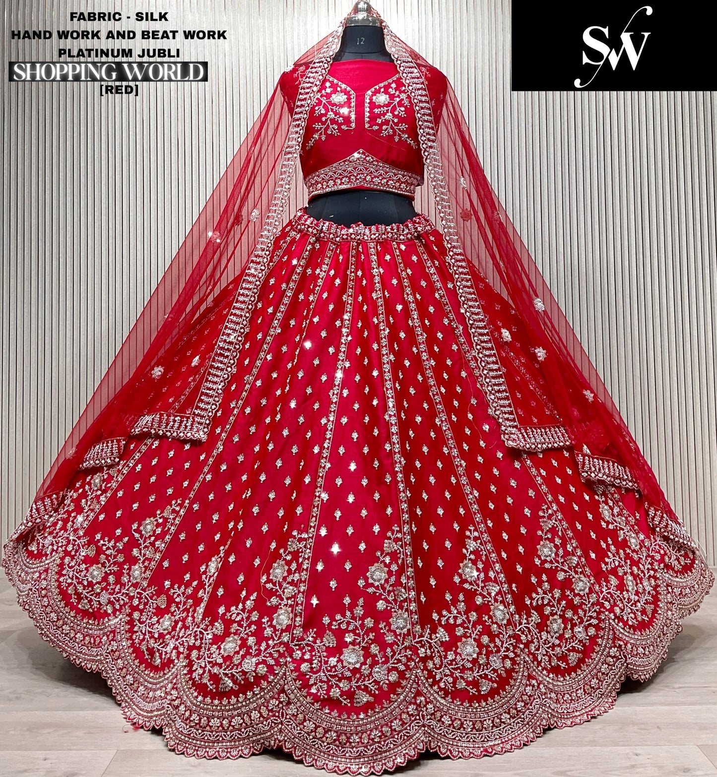 Khoobsurat red Silk Bridal Lehenga