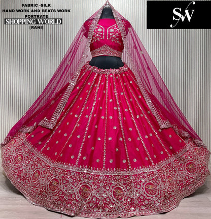 Good looking Red Silk Double Duptta Bridal Lehenga