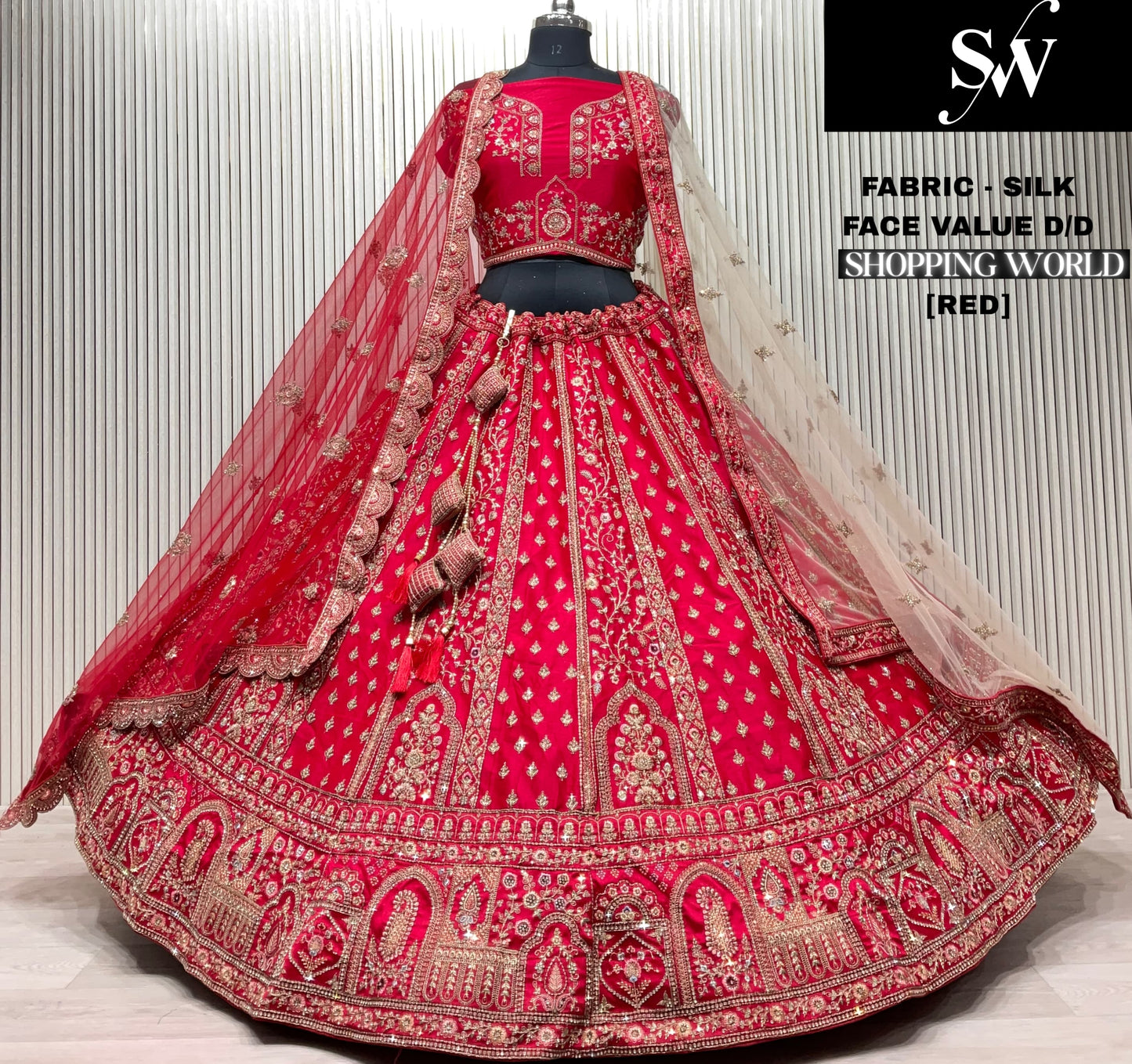 Amazing red Silk Double Duptta Bridal Lehenga