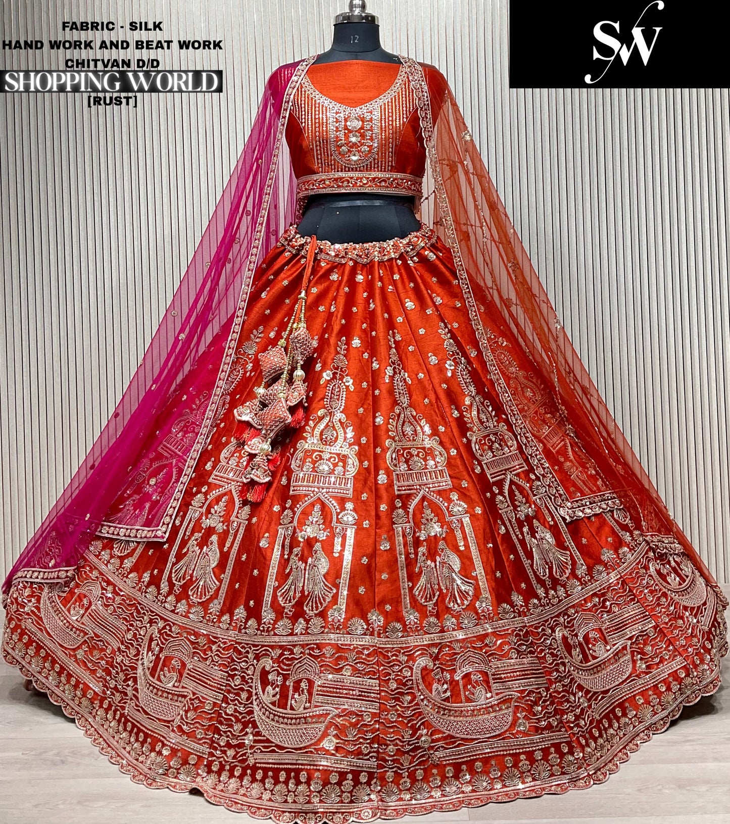 Majestic White Silk Double Duptta Bridal Lehenga
