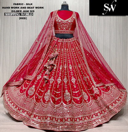 Tremendous Rani pink peacock Silk Double Duptta Bridal Lehenga
