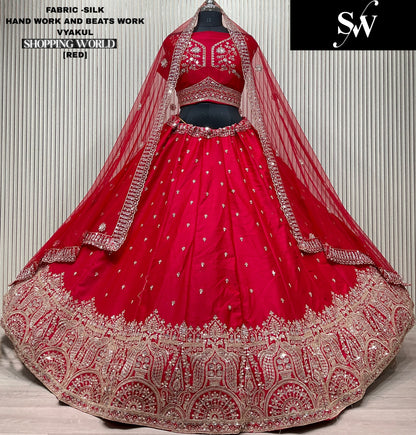 Astonishing red Silk Double Duptta Bridal Lehenga