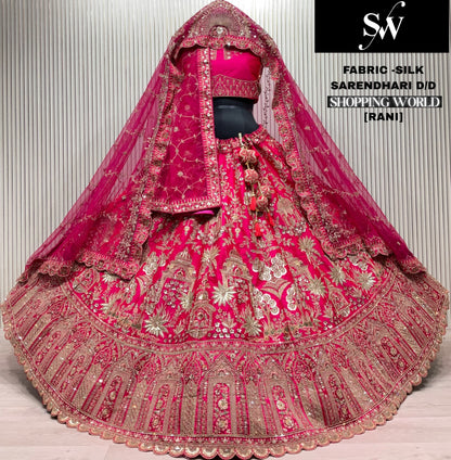 Delightful red tail Double duptta Silk bridal Lehenga