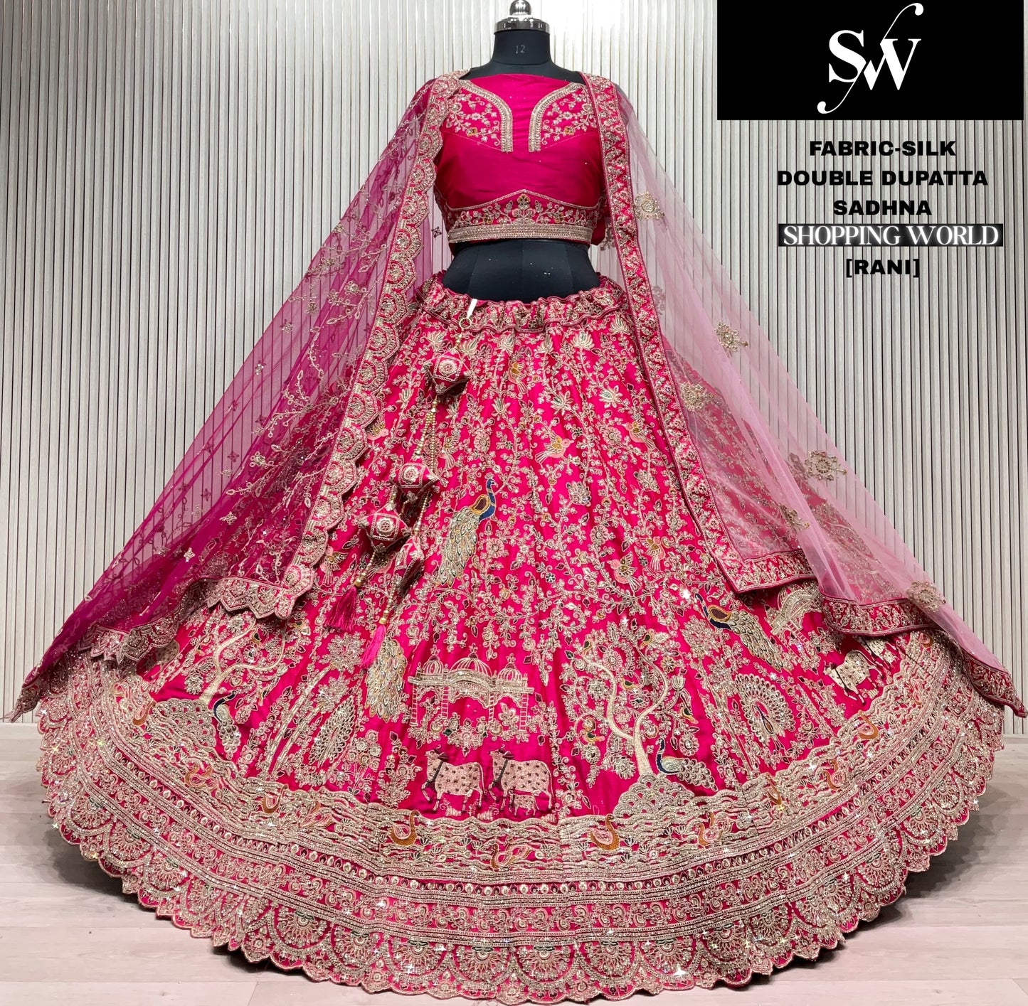 Beautiful red Silk peacock Bridal Lehenga