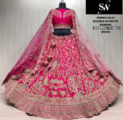 Beautiful red Silk peacock Bridal Lehenga