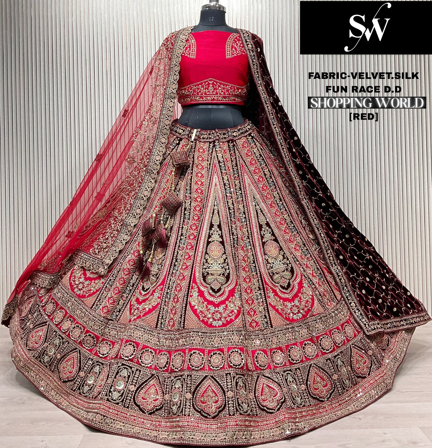 Majestic red Silk Bridal Lehenga