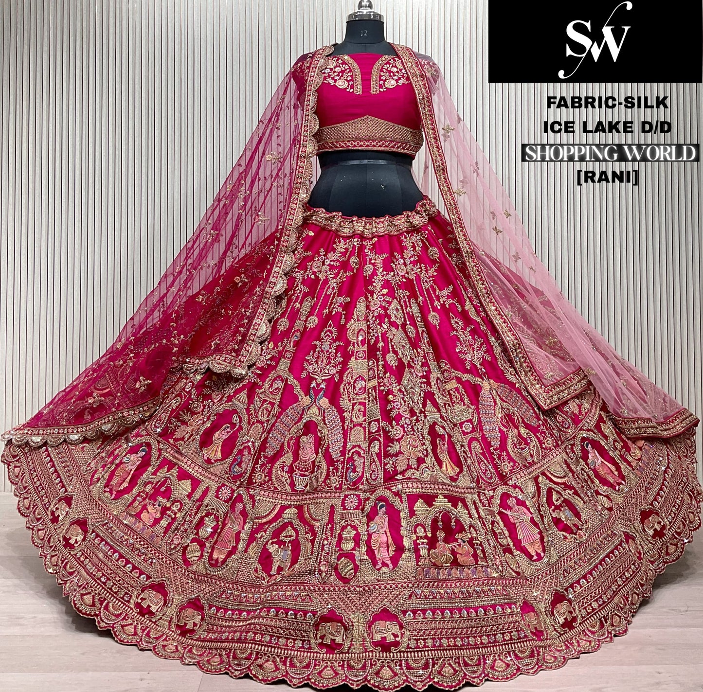 Stunning red Silk peacock Bridal Lehenga