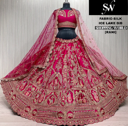 Stunning red Silk peacock Bridal Lehenga