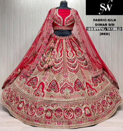 Fabulous Rani pink Double Dupatta Silk Bridal Lehenga