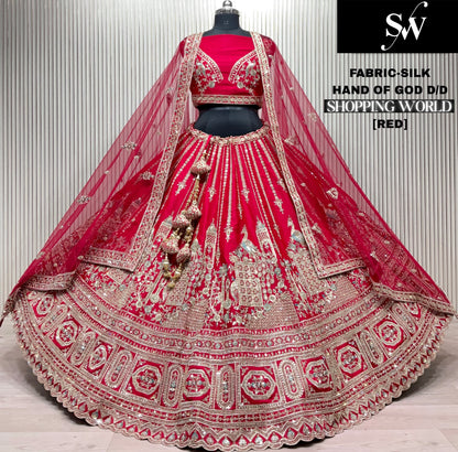 Lovely Red Silk peacock Lehenga
