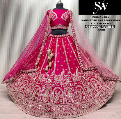 Stunning Red Silk Double Duptta Bridal Lehenga