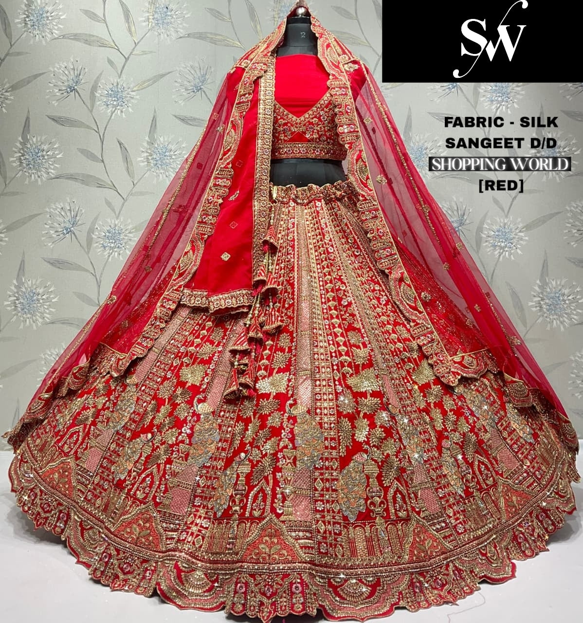 Designer Rani pink peacock Silk Double Duptta Bridal Lehenga