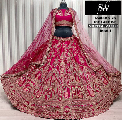 Fantastic red Silk Double Duptta Tail Bridal Lehenga