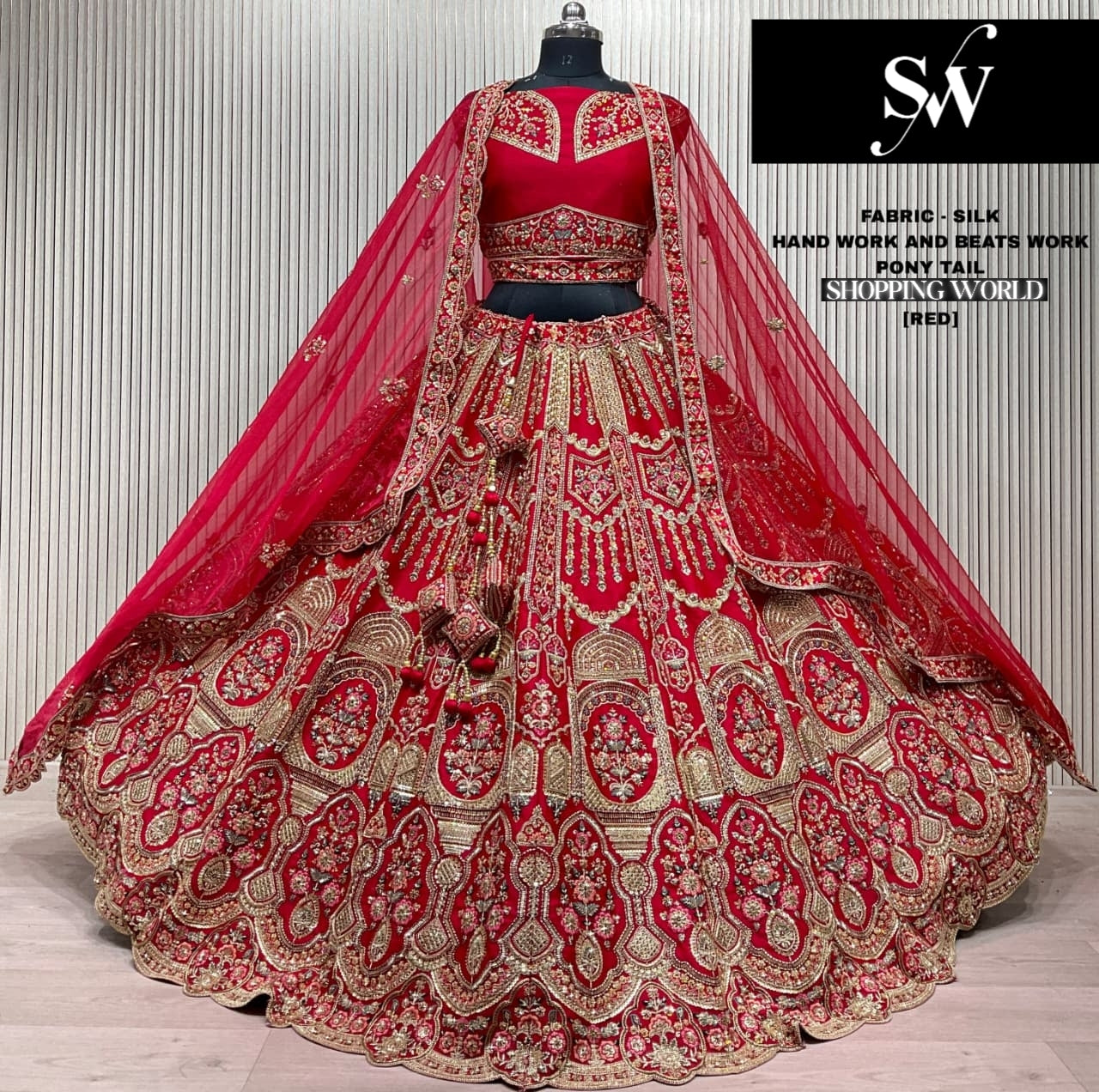 Embellished Rani pink Silk Bridal Lehenga