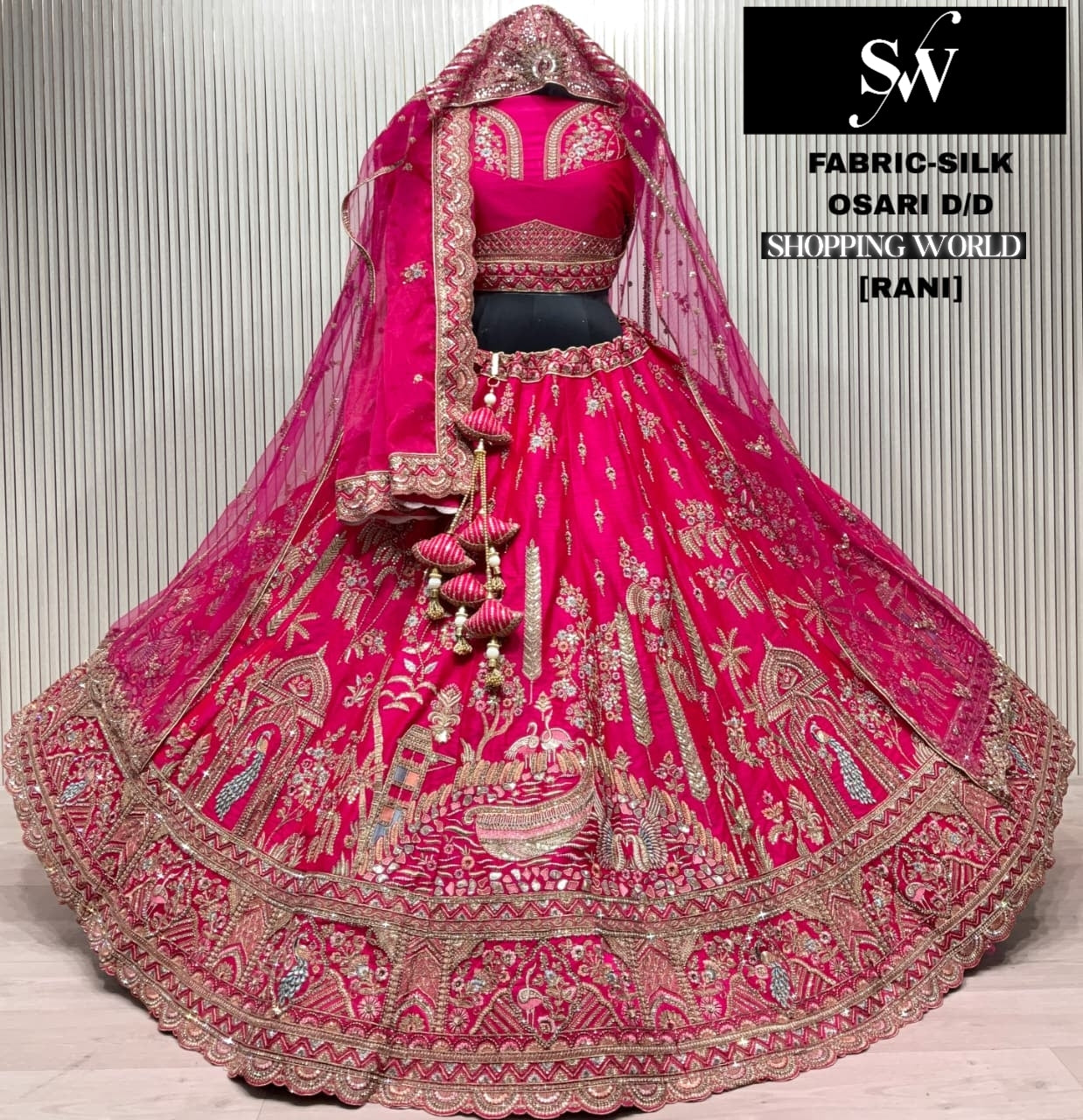 Pleasing Rani pink Silk Bridal Lehenga