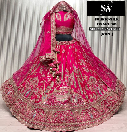 Pleasing Rani pink Silk Bridal Lehenga